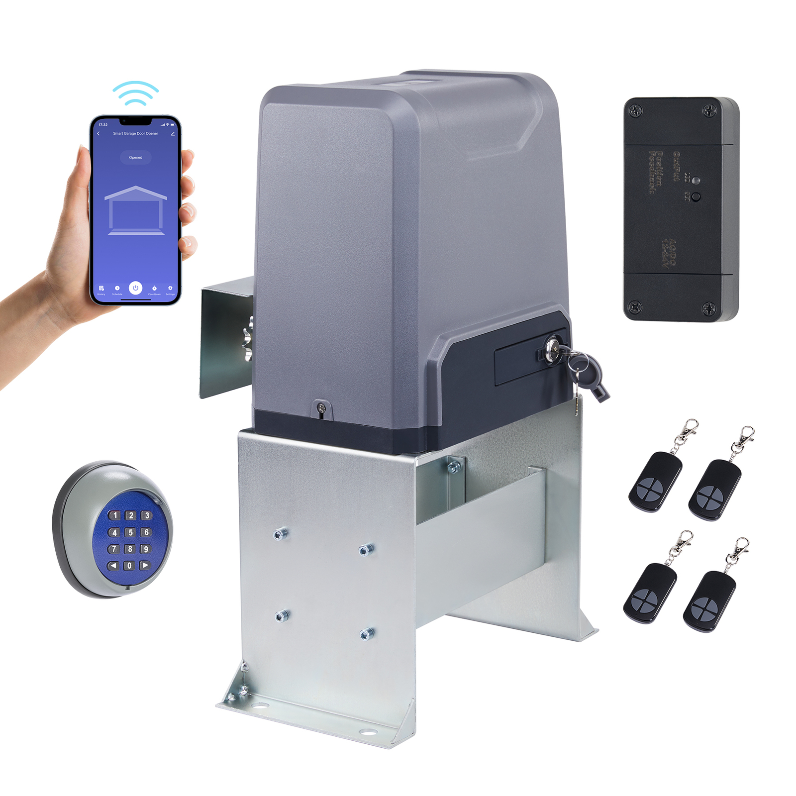 CO-Z 3300lbs Electric Automatic Sliding Gate Opener APP+Keypad+4 Remote Control