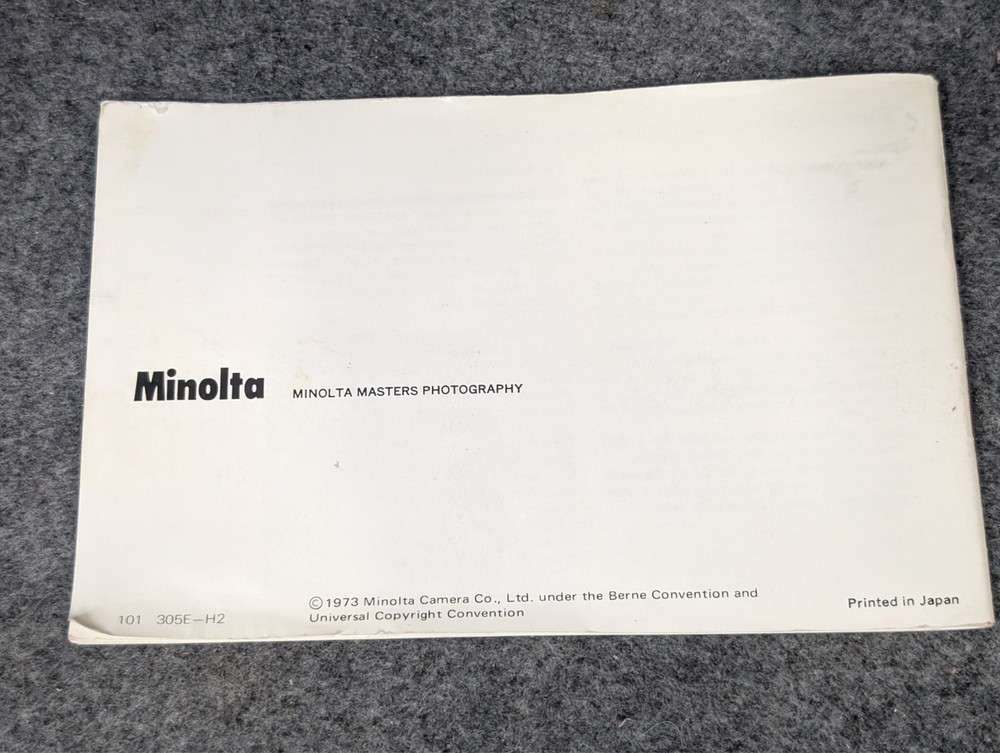 Minolta SR-T101 Camera Manual, Manual Only