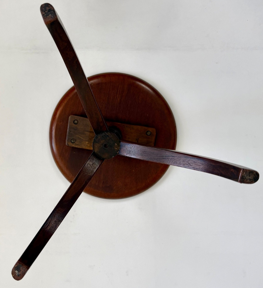 1940s Solid Mahogany Raised Edge Round Tripod Wine / Side Table