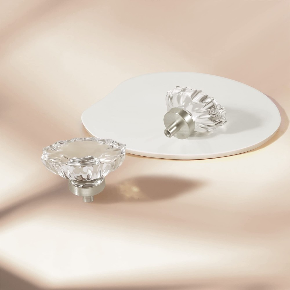 Brushed Nickel Cabinet Knobs,Glass Crystal Pulls and Knobs for Dresser Drawer...