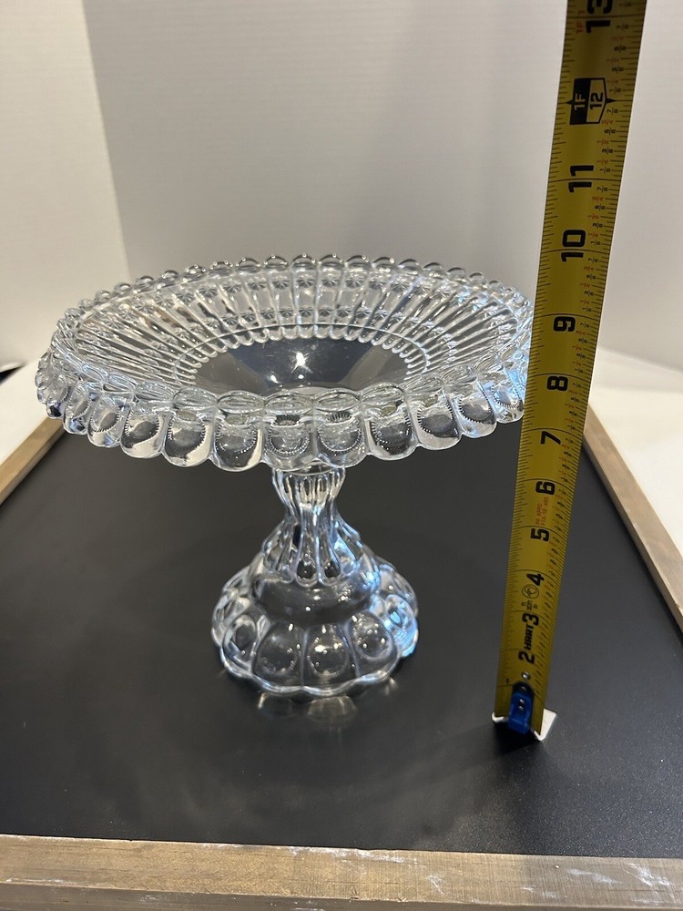 EAPG Clear Pressed Glass Cake Stand Rum Well Compote