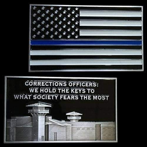 Corrections / Correctional Officer Thin Blue Line Flag Challenge Coin