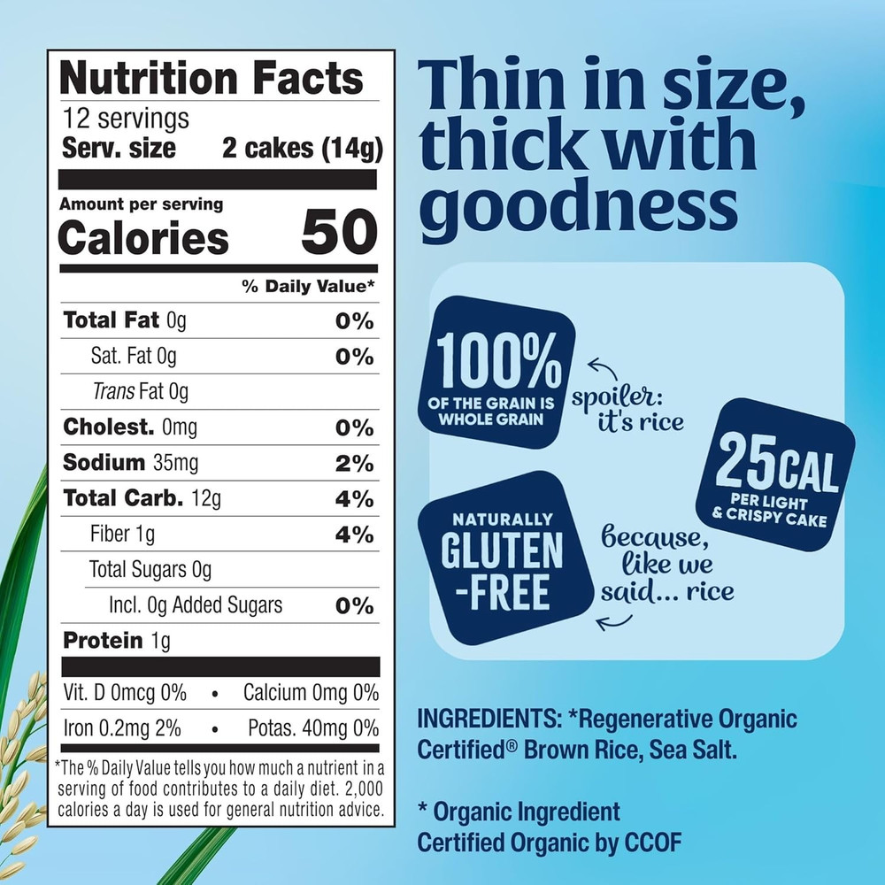 Organic Thin Stackers, Brown Rice, Lightly Salted, Thin Rice Cakes, Gluten-Free,