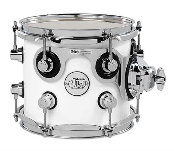 DW Design Series Maple Suspended Tom, 7x8, Gloss White Lacquer w/Chrome Hardware