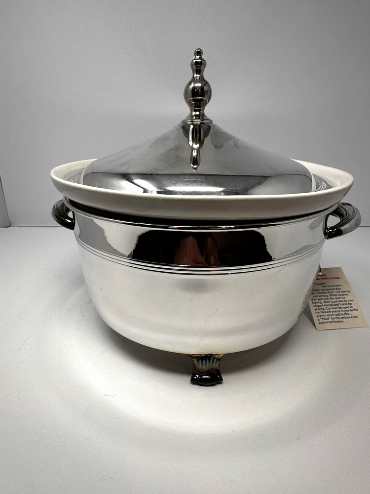 VTG FB Rogers Silver Plated Footed Casserole Dish w/Ceramic Insert