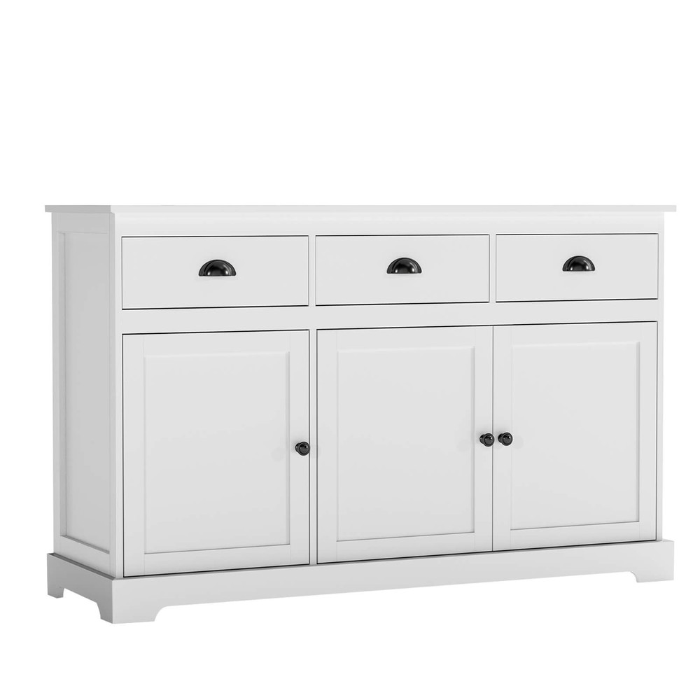 3 Drawers Sideboard Buffet Cabinet Console Table Kitchen Storage Cupboard White