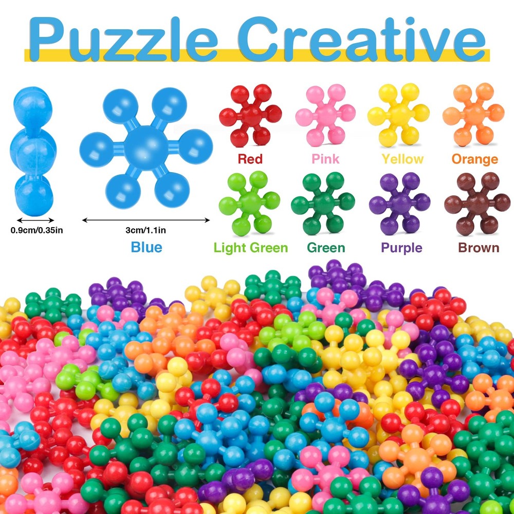600 PCS Building Blocks Connect Toys,Interlocking Solid Plastic Educational T...