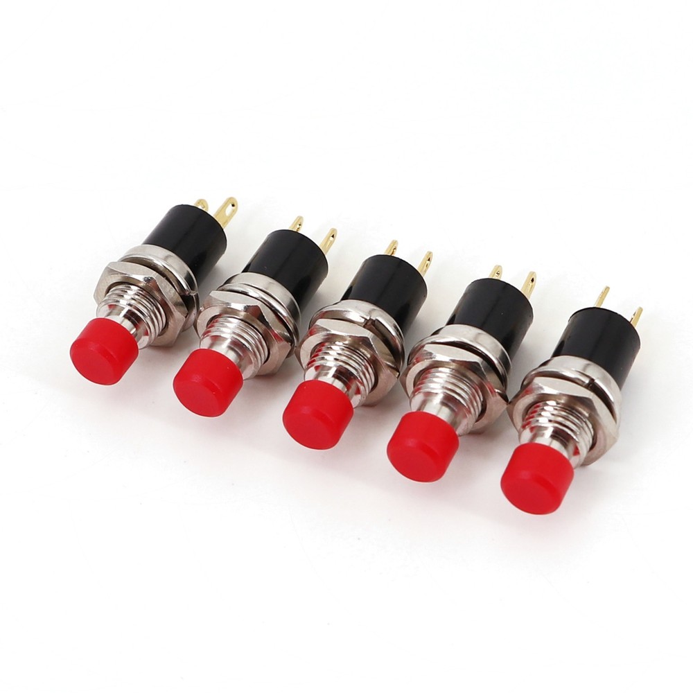5Pcs Red PB05A 7mm 2Pin Latching ON-OFF Normally Open Mini Push Button Switch