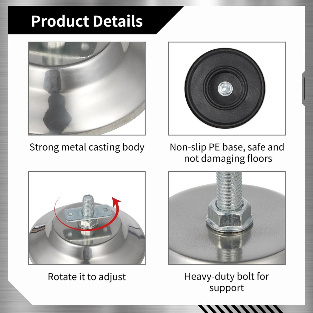 Billiard Table Leg Levelers, 4 Pcs Pool Table Leg Leveling Risers 5’’D with A...