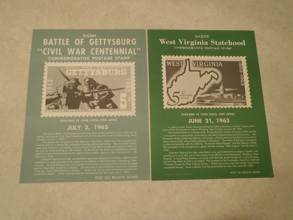 Vintage Postage Stamp Bulletin Poster Lot 1960s Post Office Air Mail 1962 1963