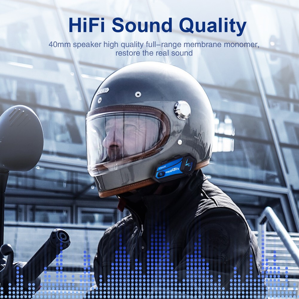 M1-S Plus Motorcycle Intercom Bluetooth Helmet Headset Interphone 8 Riders 2000m