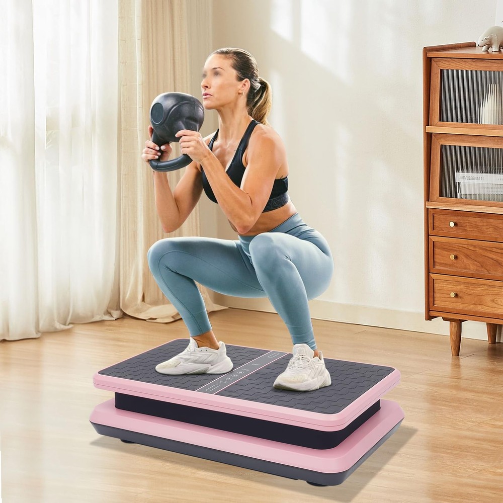 Vibration Plate Exercise Machine Adjustable Speed Full-Body Workout with Bands