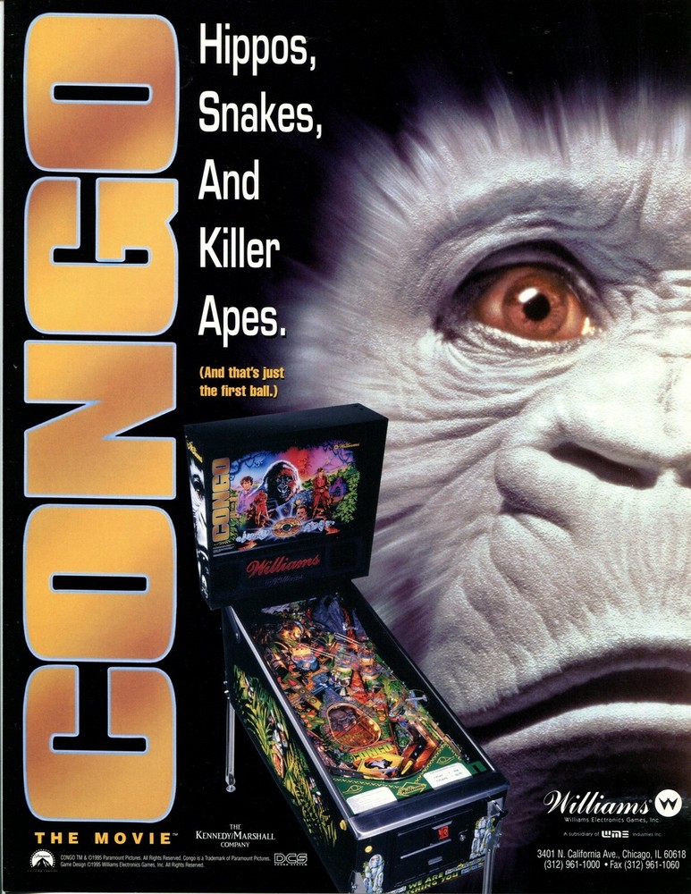 Congo Williams Pinball Flyer / Brochure/ Ad - Mint