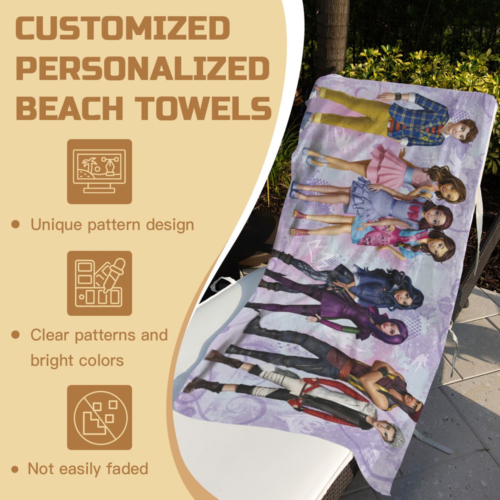 Descendants Beach Towel Quick Drying Microfiber Lightweight 30"x60"