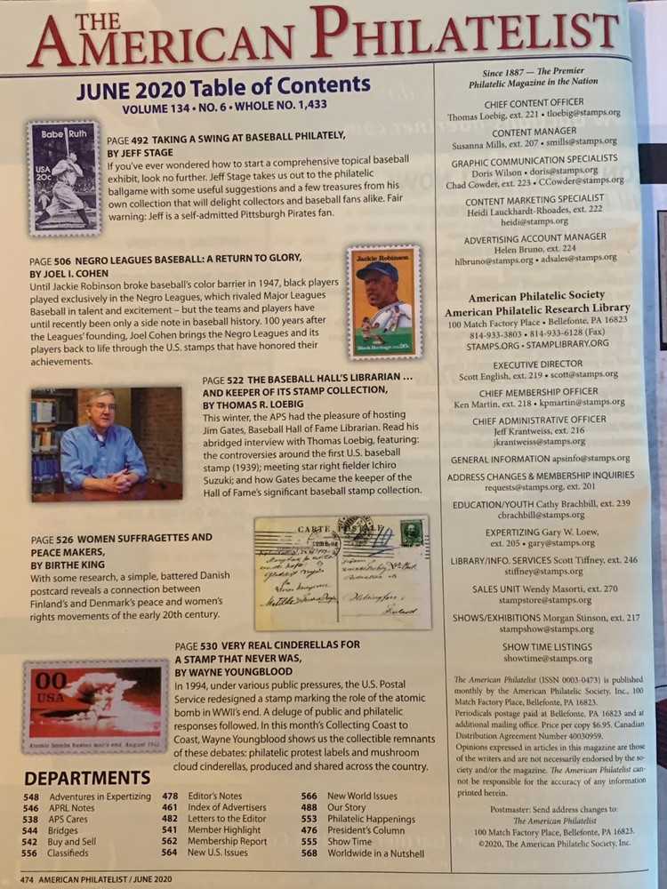 American Philatelist Magazine 2020, June