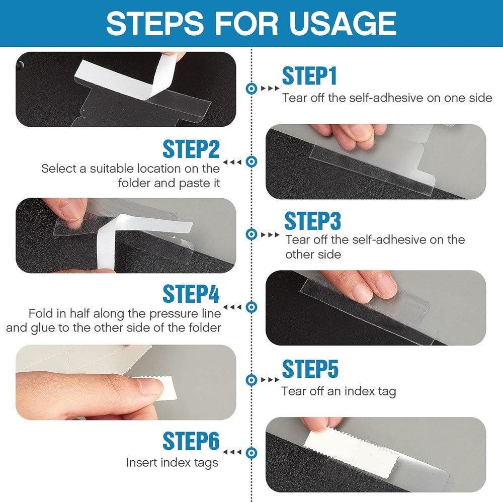2 Inch Insertable Self-Adhesive Tabs with Printable 2 inch, Clear, White