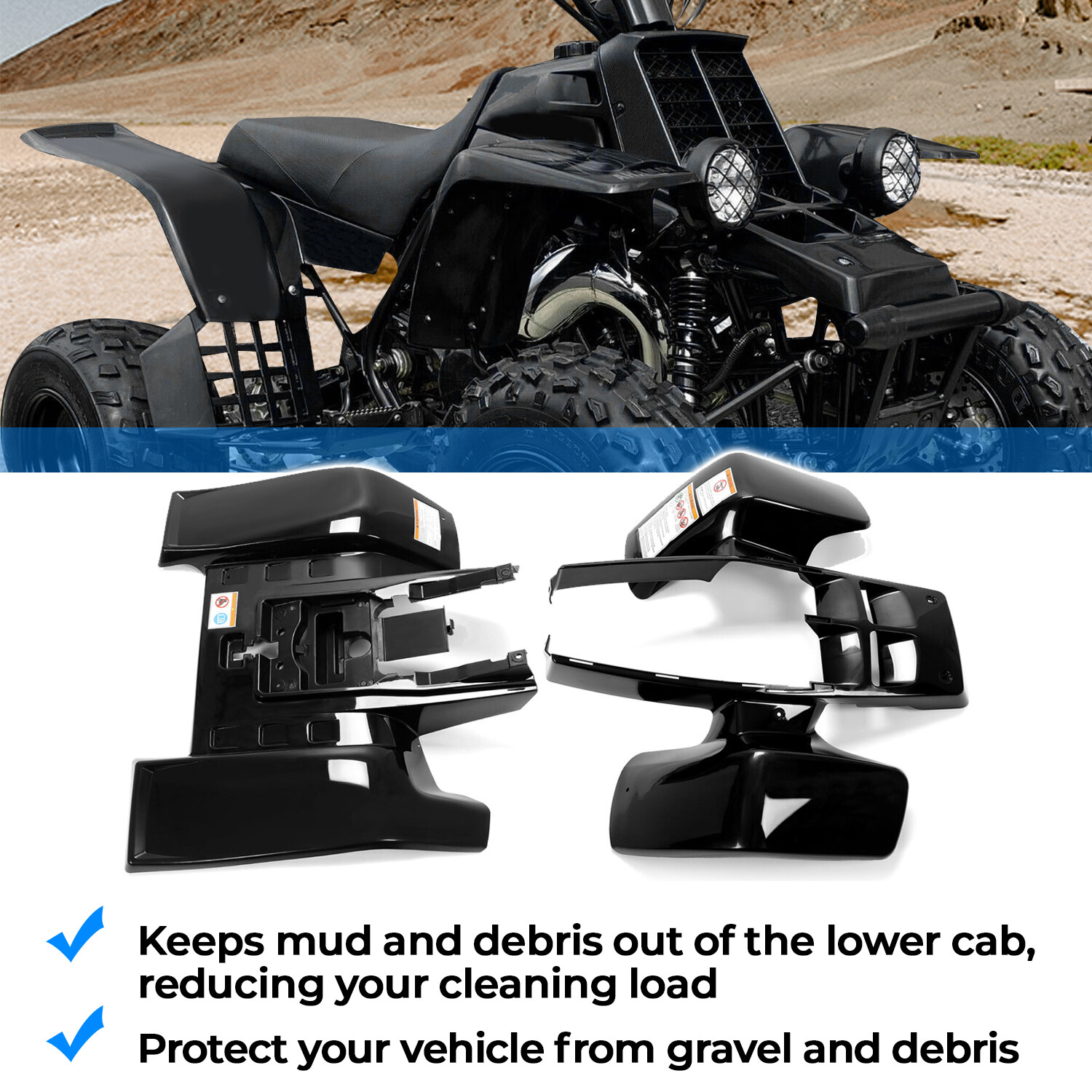 Front + Rear Fenders Plastic Body For 1987-2006 Yamaha Banshee 350 YFZ350 BLACK