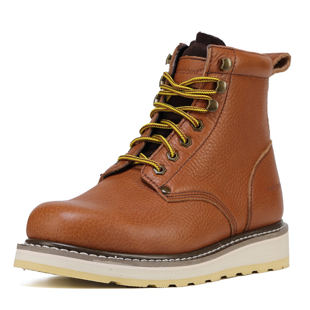 Men's Brown Classic 6" Tan Pitstop Leather Soft Toe Work Boots
