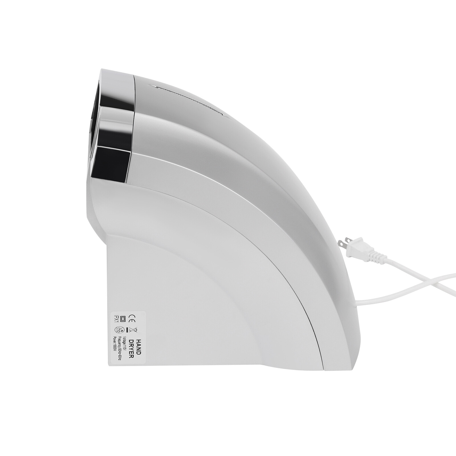 1800W Automatic Electric Hand Dryer Commercial and Household Use Silver 70-75dB