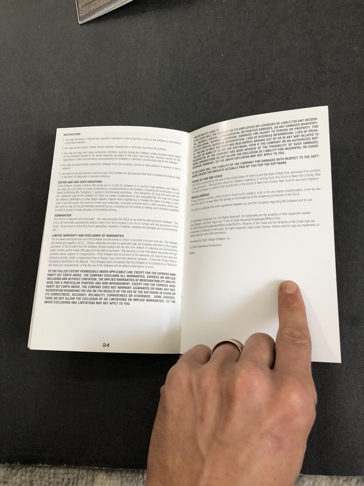 duel masters ps2 Manual Only