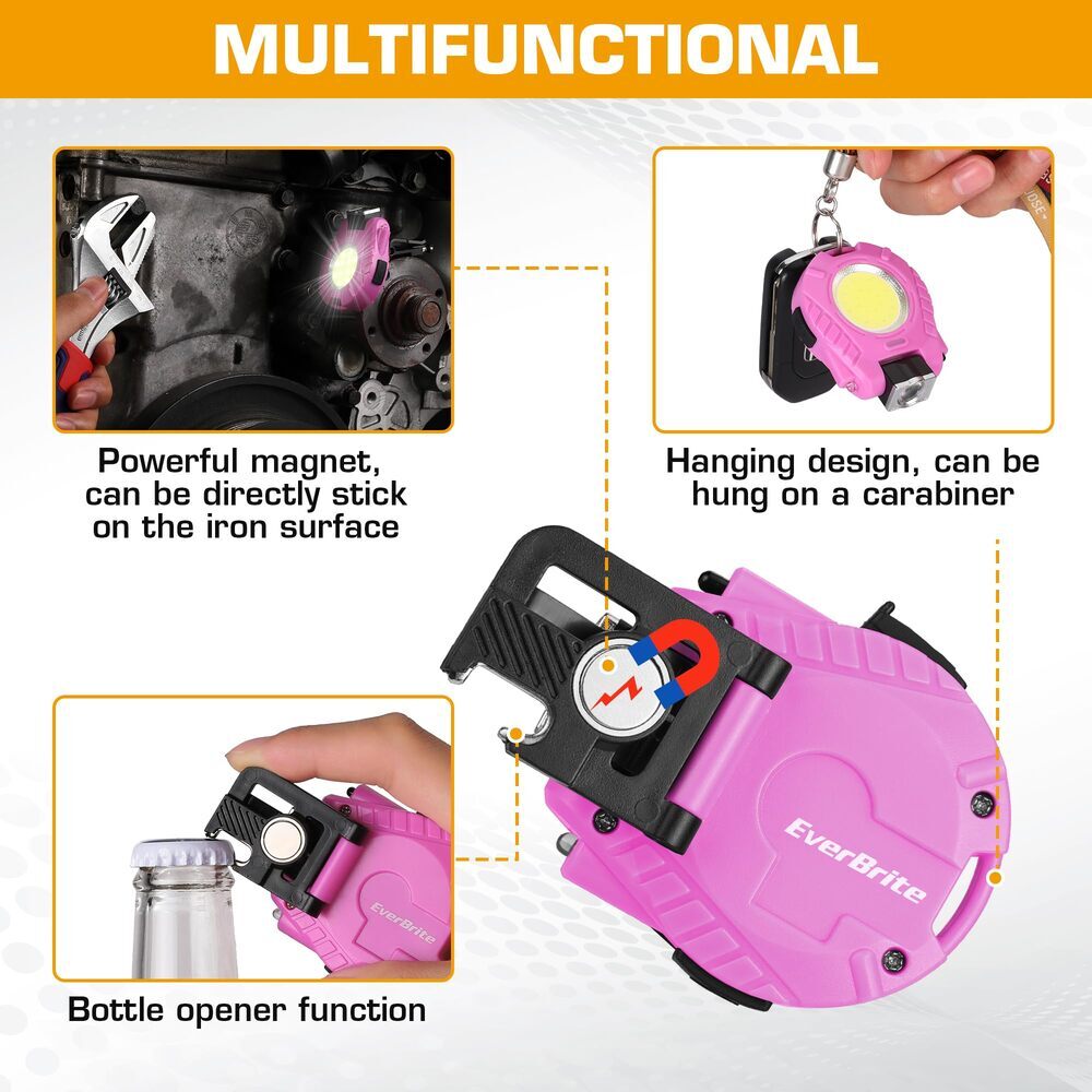 EverBrite Rechargeable COB Keychain Work Light 6 Mode Multifunctional Flashlight