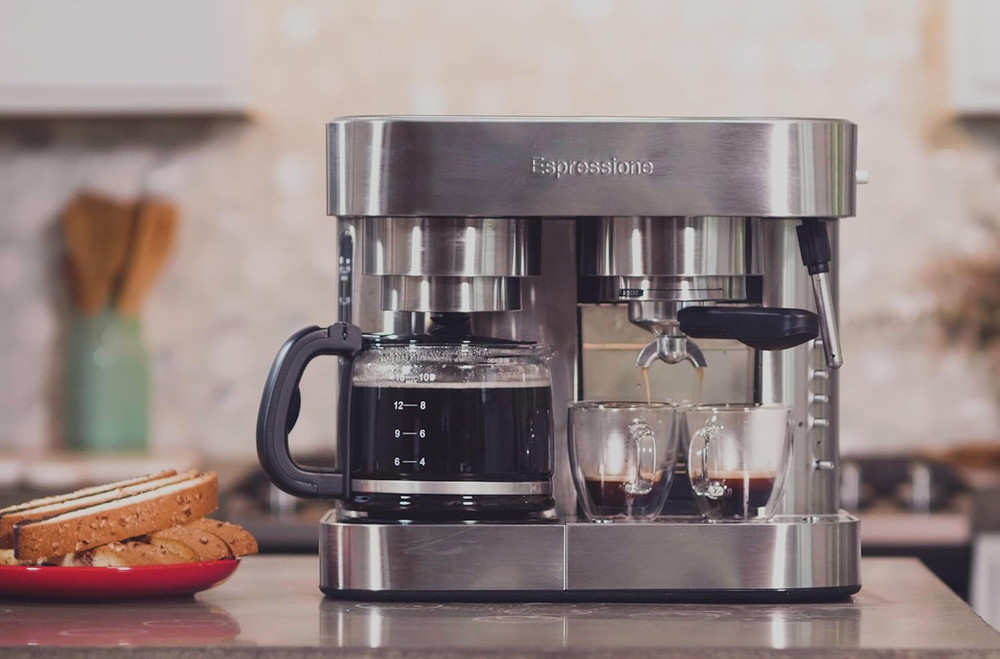 Combination Stainless Steel Espresso + Coffee Maker, 10 Cups