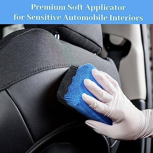 24 Pcs 3.5 x 1.5 x 1.5 Inch Car Wax Applicator Pad Rectangular Microfiber Blue