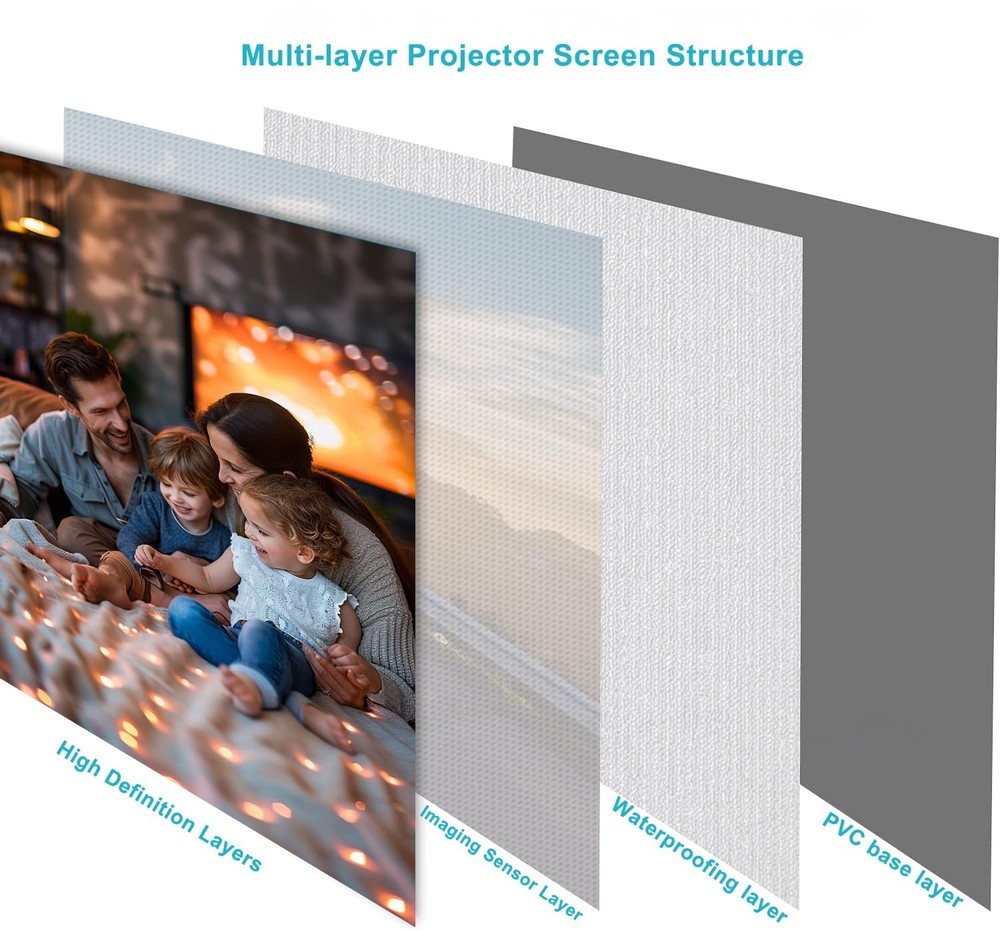 120" Motorized Projector Screen, Electric 16:9 Projector Screen with Remote C...