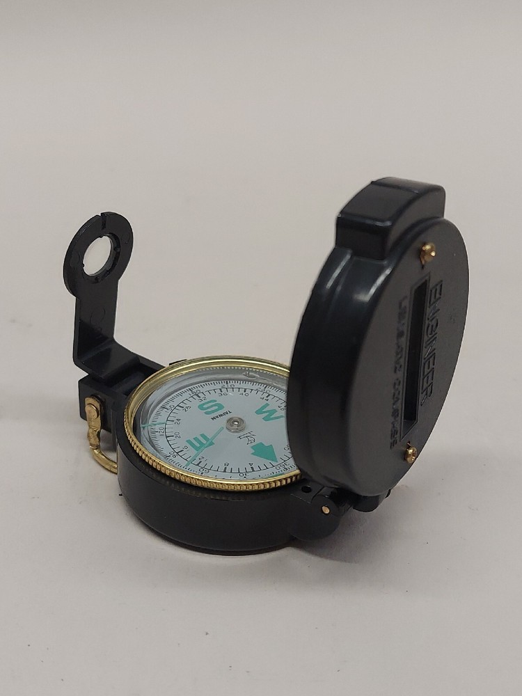 Vintage Engineer Lensatic Black Directional Compass, Floating Dial