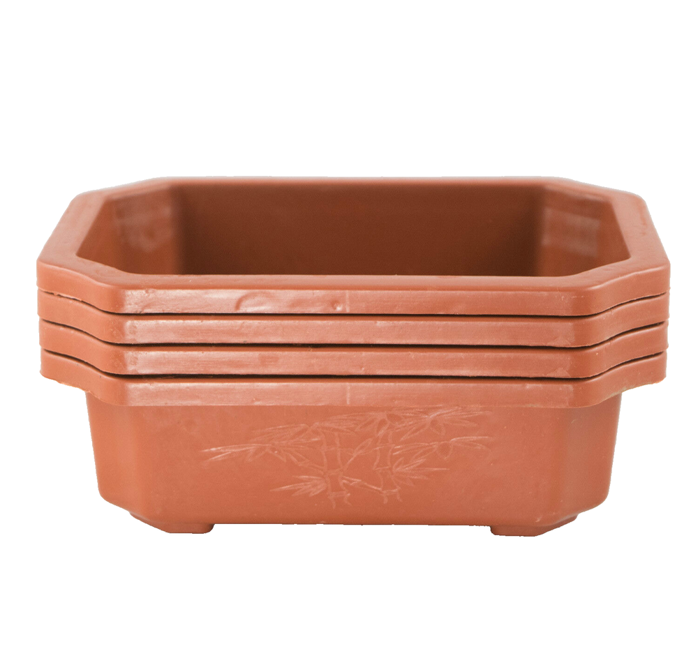 4 Rectangular Plastic Bonsai Training Pot, Succulent Planter - 6.25"x 4.5"x 2"
