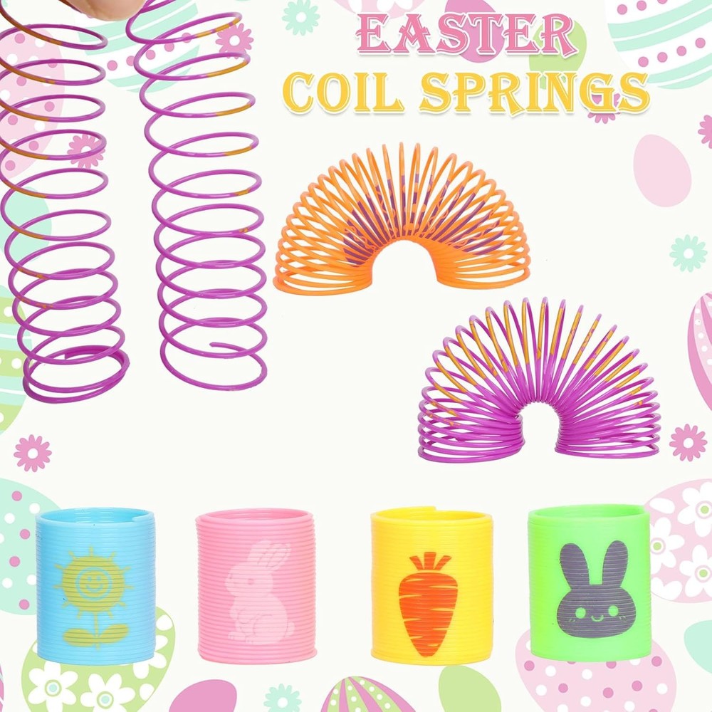 24 Pack Easter Eggs with Toy Inside,Includes Coil Springs,Squishies,Sticky Hands