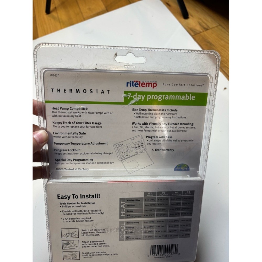 Ritetemp Programmable Thermostat 2004, Model 8050