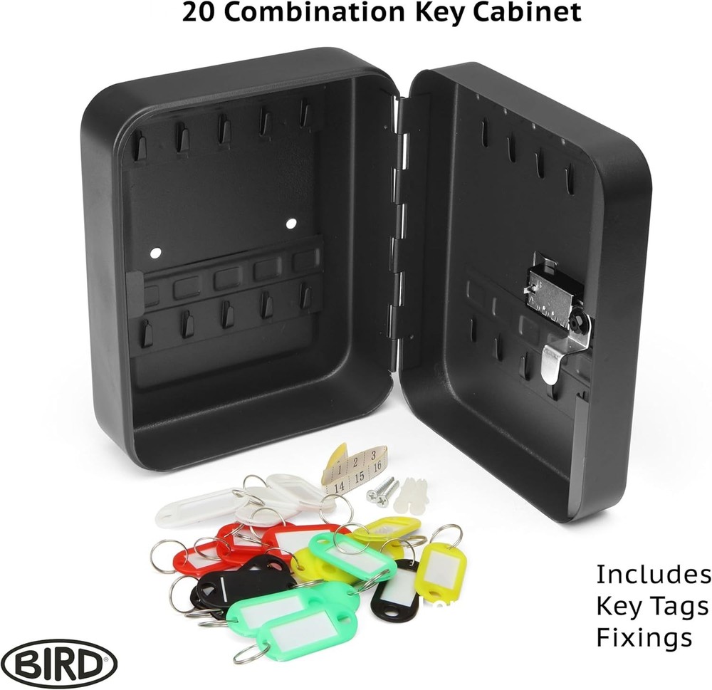 20 Key Storage Lock Box, Wall Mount Key Cabinet with Combination Lock,