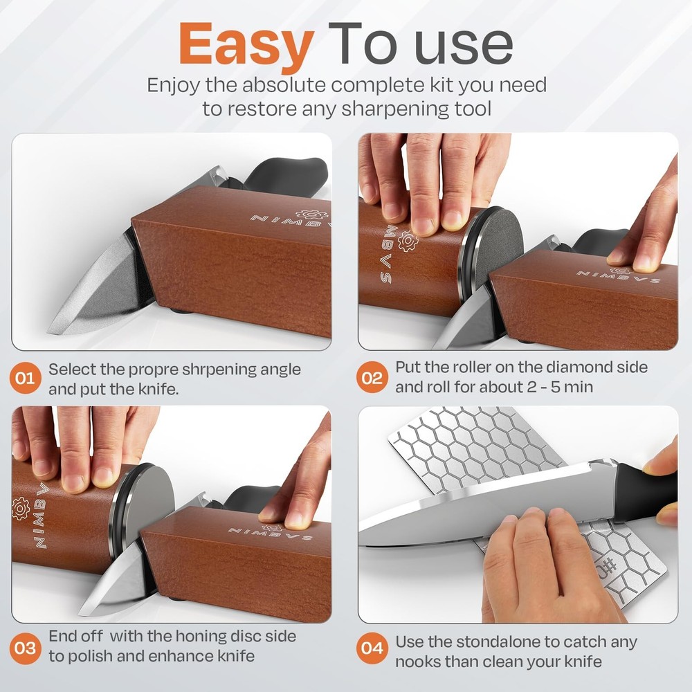 Rolling Knife Sharpener Kit with Diamond & Ceramic Sharpening Syste... Fast Ship