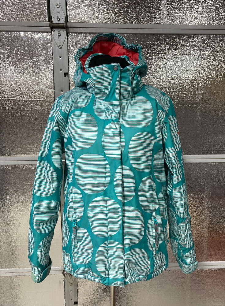 Roxy Snowboard Jacket - Youth 16 - Ski Winter Snow Coat - Green & White Circles