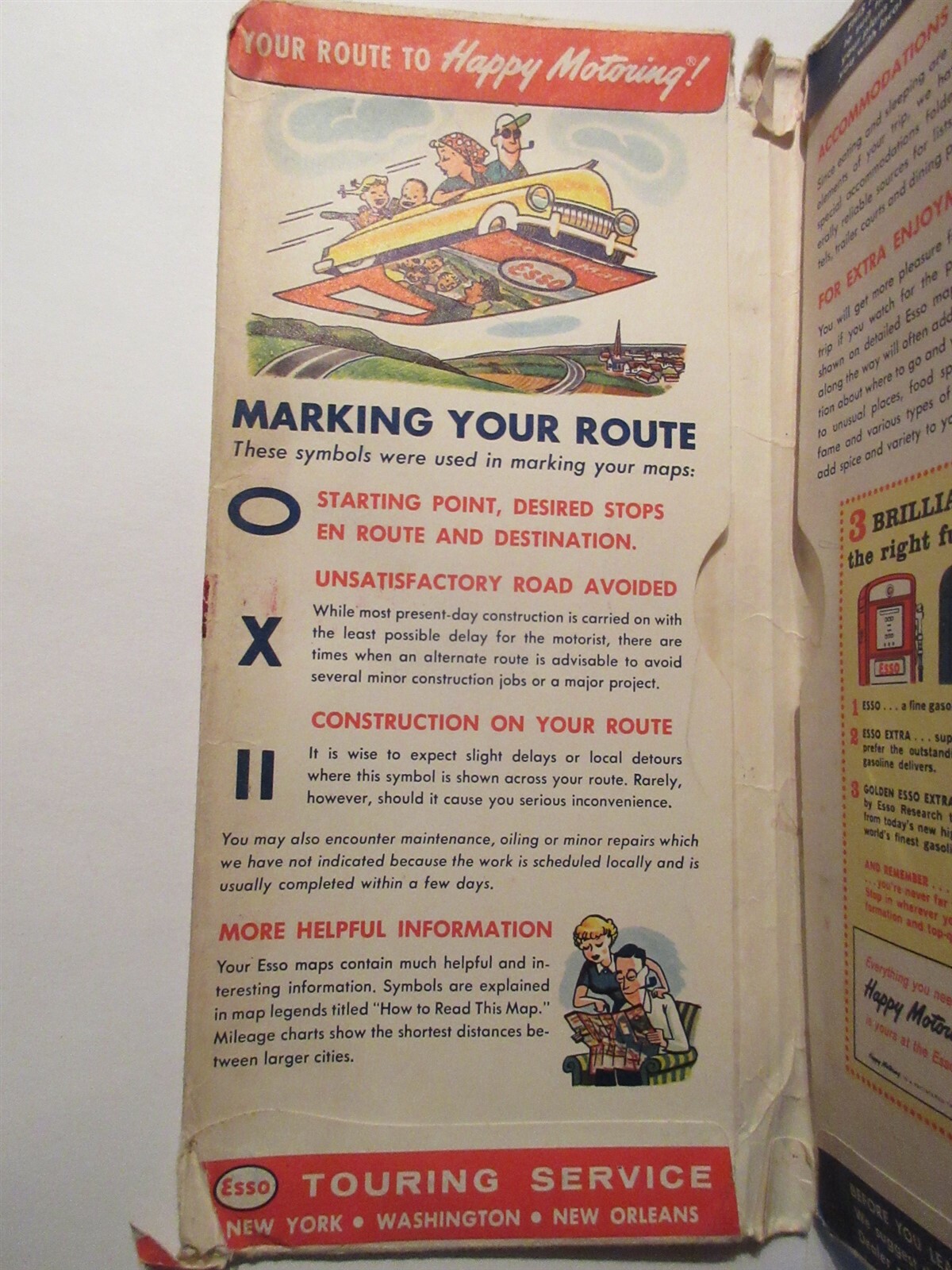 1962 Esso Touring Service Receipt / Map Folder Envelope for Travelers