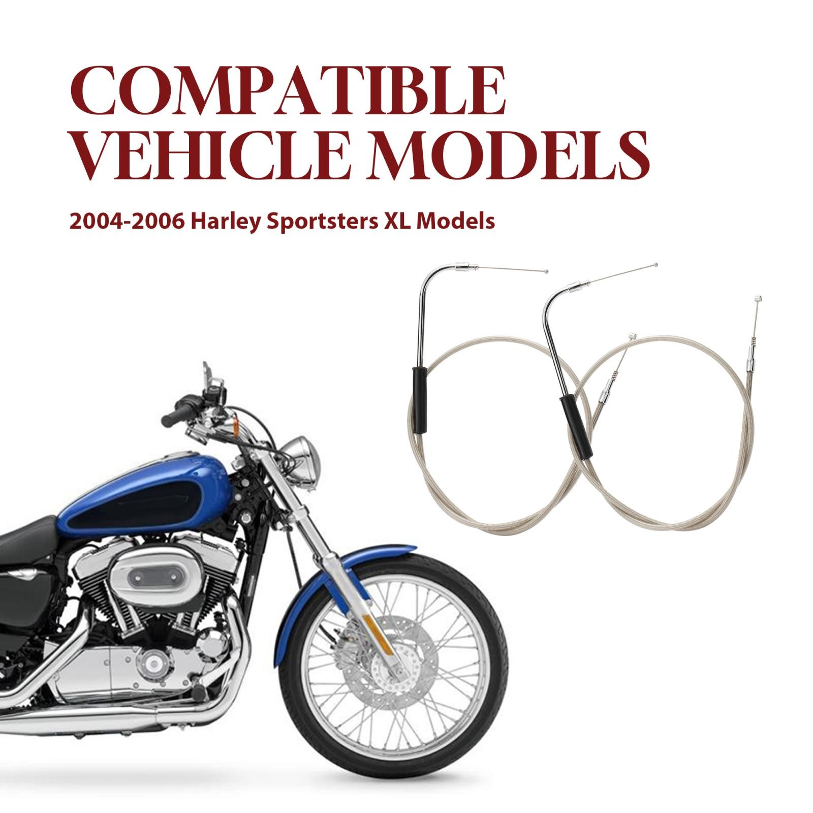 Sportster 40" Stainless Steel Braided Throttle & Idle Cable Kit for Harley 04-06