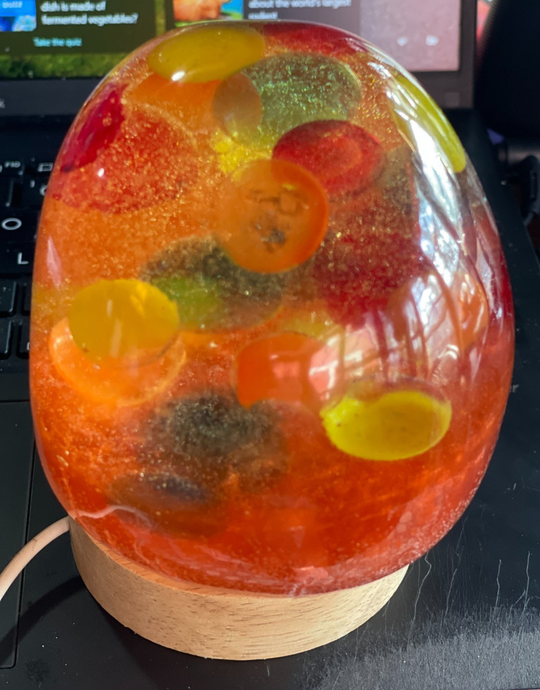 Rainbow Brain Resin Skull Extra Large Includes USB lighted base Handcrafted New