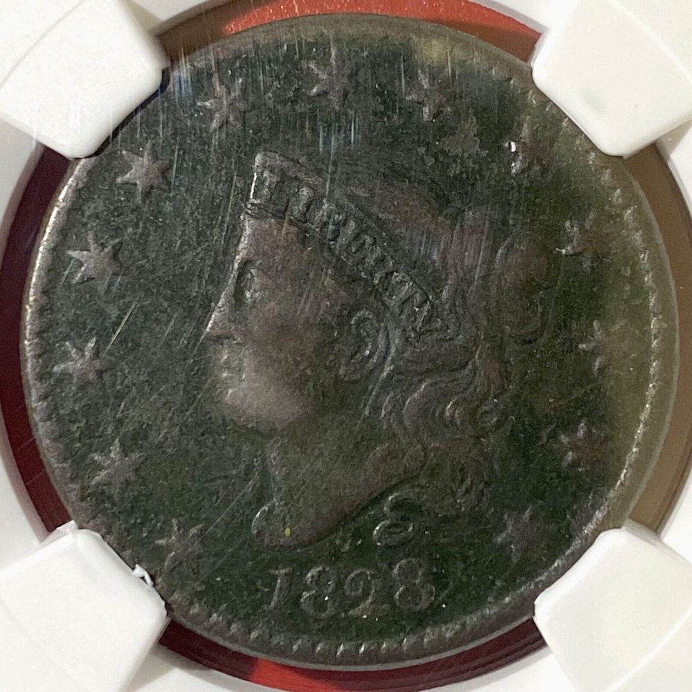 NGC-VF! 1828 CORONET HEAD LARGE CENT, NARROW DATE