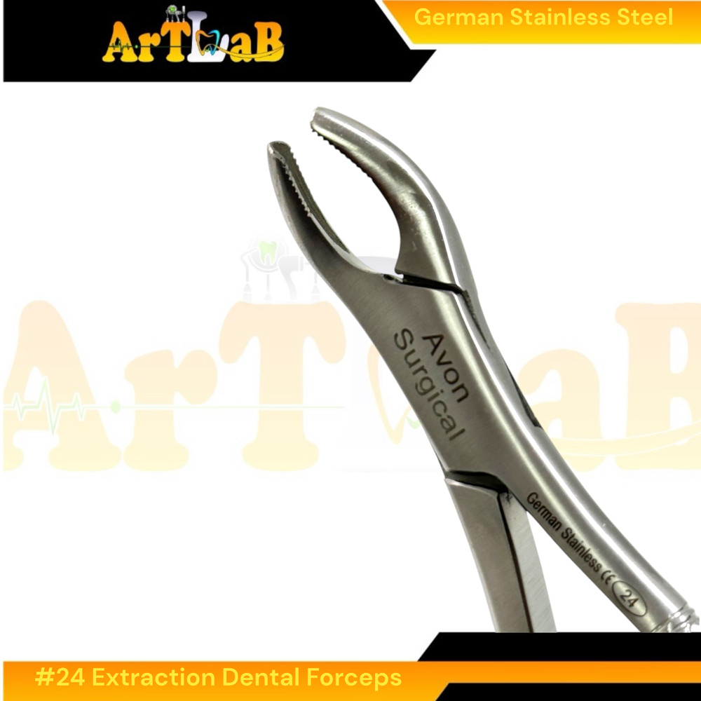 Maxillary Molar Extraction Forceps #24, Serrated, Hook Handle, 1st,2nd,3rd Molar