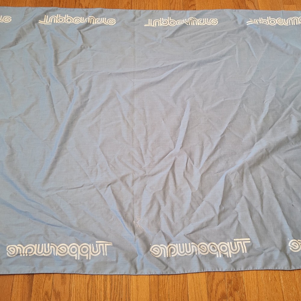 VTG Tupperware Consultant Tablecloth 40" x 70" Rectangle Light Blue