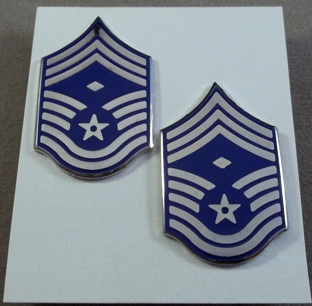 US Air Force Metal Collar Rank Insignia First Sergeant E-9 Pair