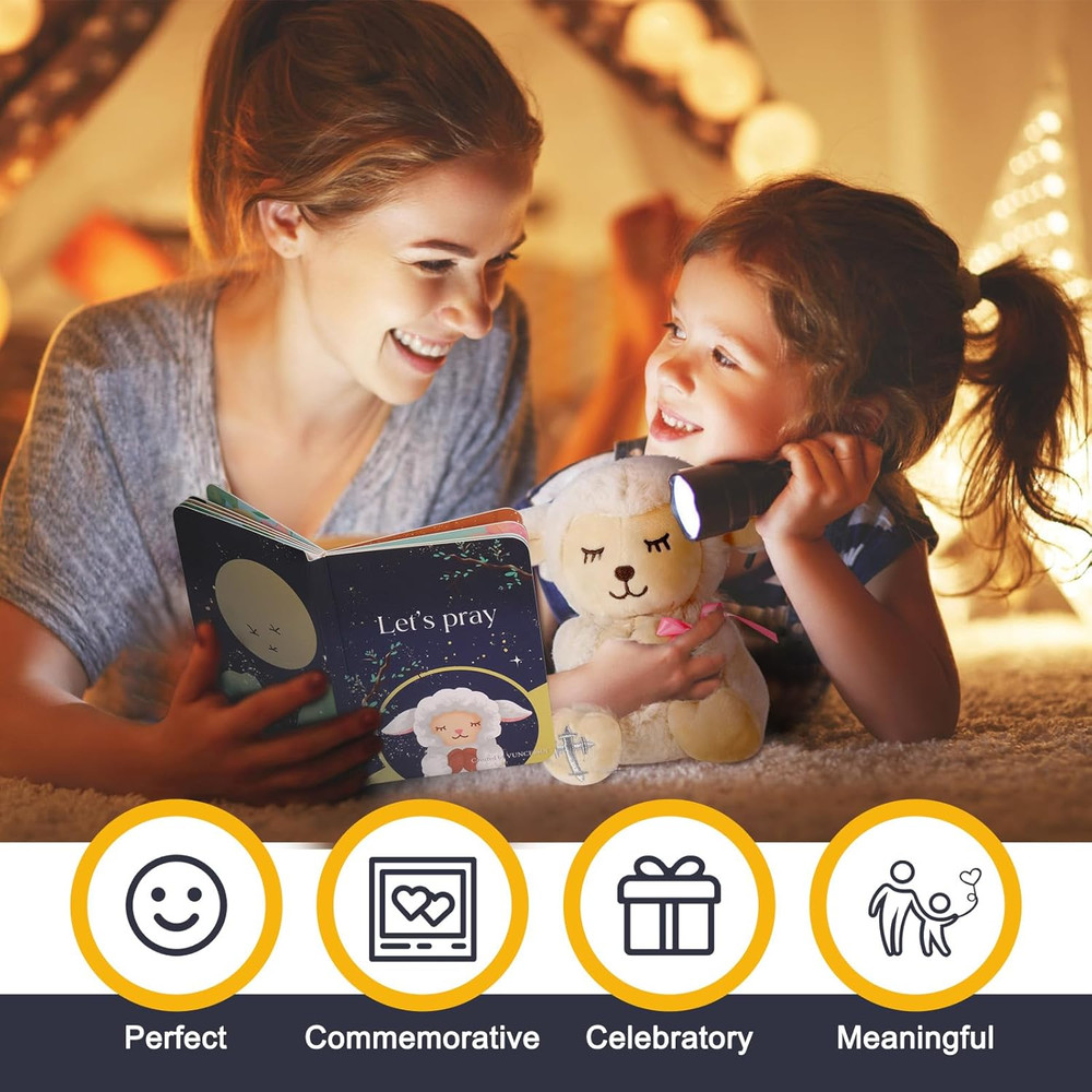 Baptism Gift Set – Plush Lamb & Prayer Book in Keepsake Box