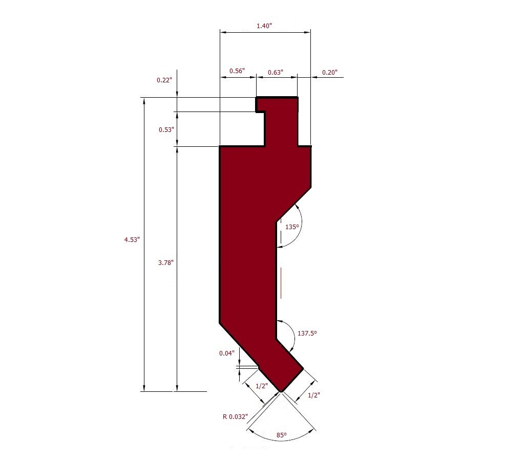 NEW 24” American Type 85° Press Brake Punch Die with Working Height: 3.78"