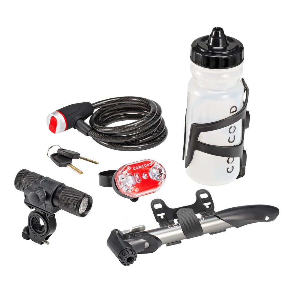 Essential Pack (Mini Pump, Lock, LED Light Set, Bottle, Cage), 6 Count