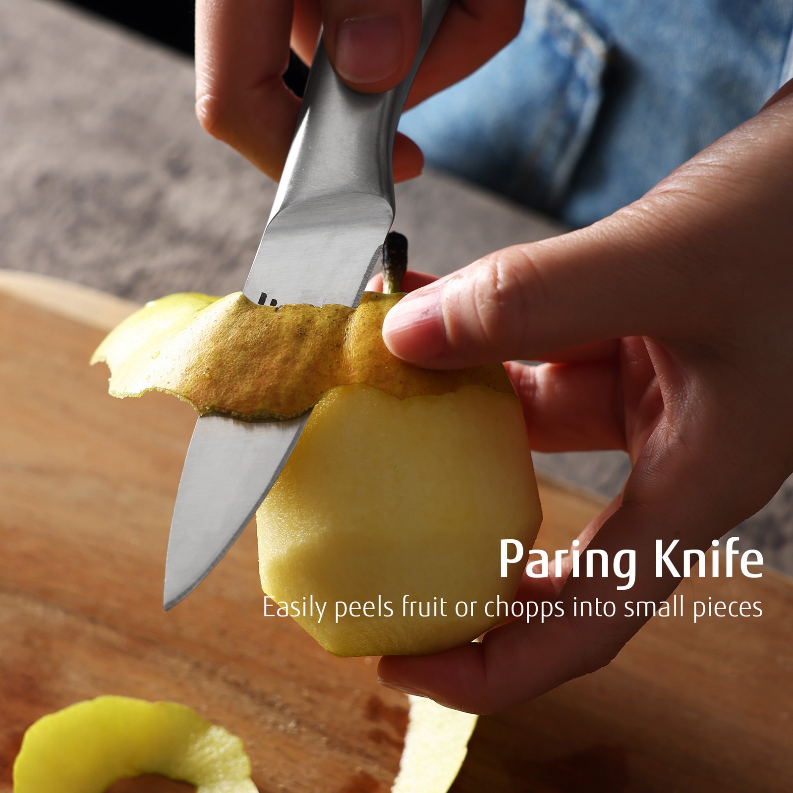 Hecef® Kitchen Knife Set of 3 Ultra Sharp Stainless Steel Chef Knife w/ cover