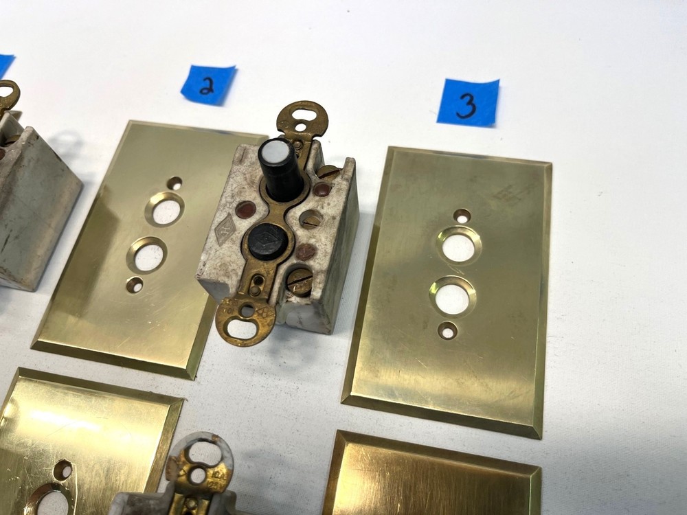 ONE ONLY Brass Push Button Switch Plate Diamond H w/ 1 single pole switch TESTED