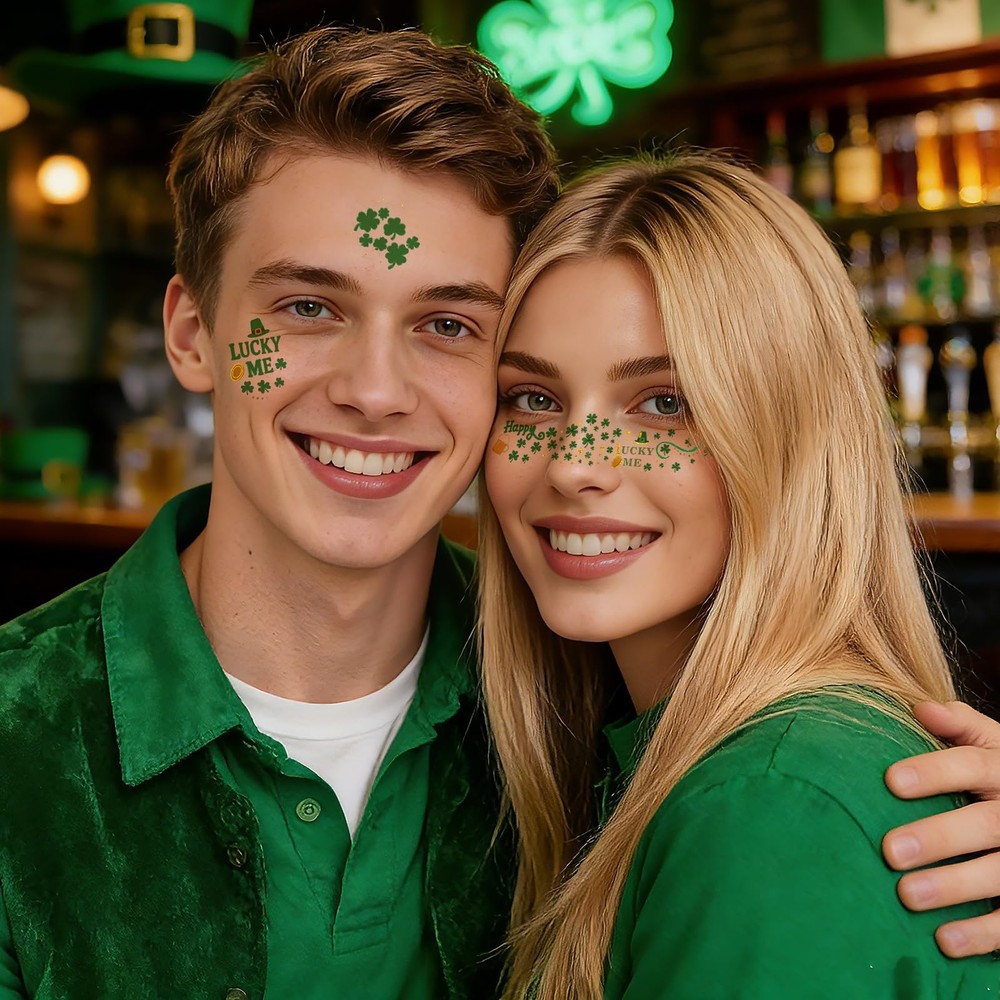 28PCS St. Patrick's Day Glitter Face Temporary