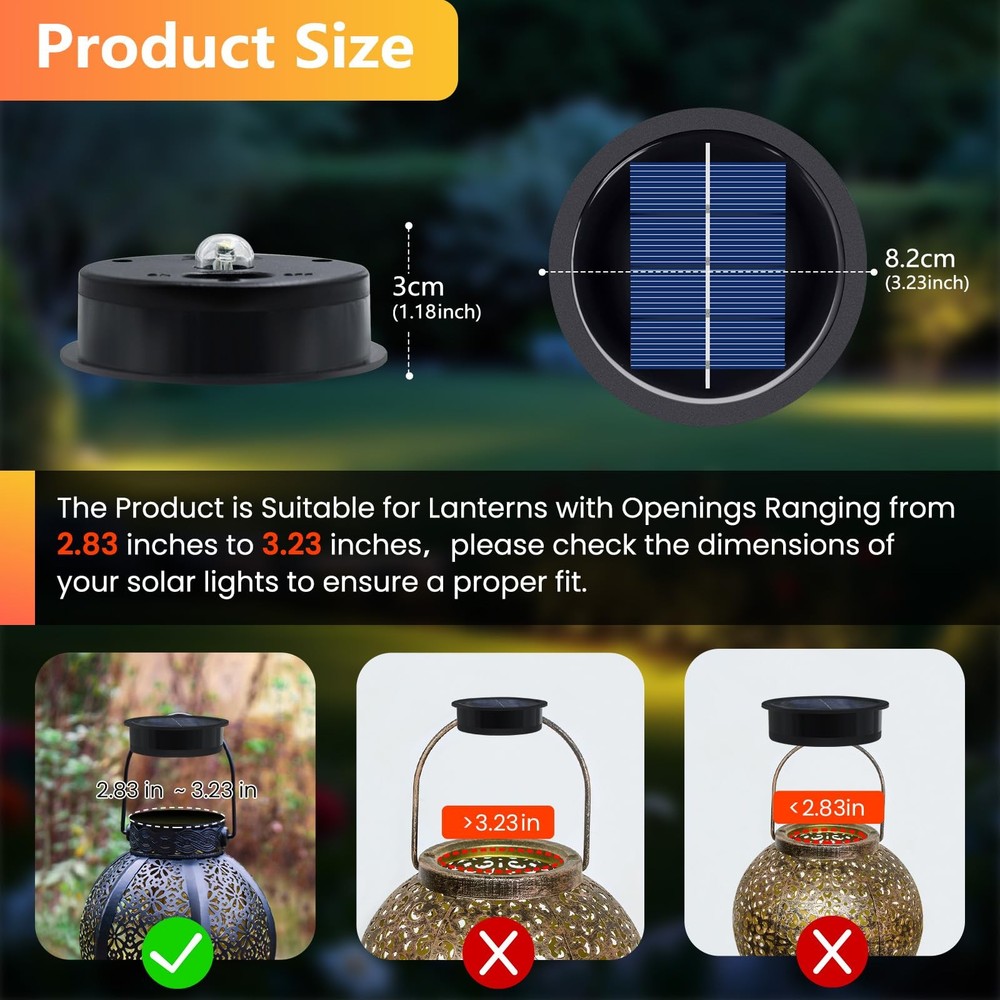 4 Pack Solar Light Replacement Top 3.23" Waterproof