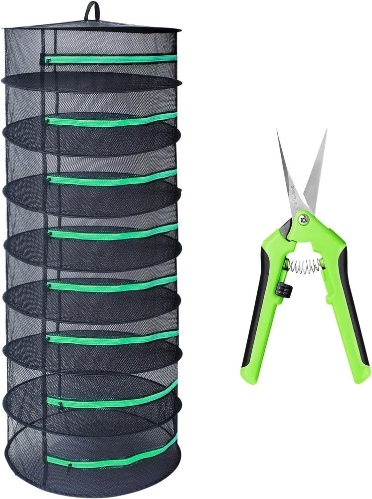 Versatile 24-Inch Herb Drying Net - Ceiling-Mountable with Safety Zipper Closure